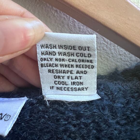 Vintage Christmas Snowman Blue Cardigan Sweater Silk Wool Knit Women's Size M - Picture 5 of 7